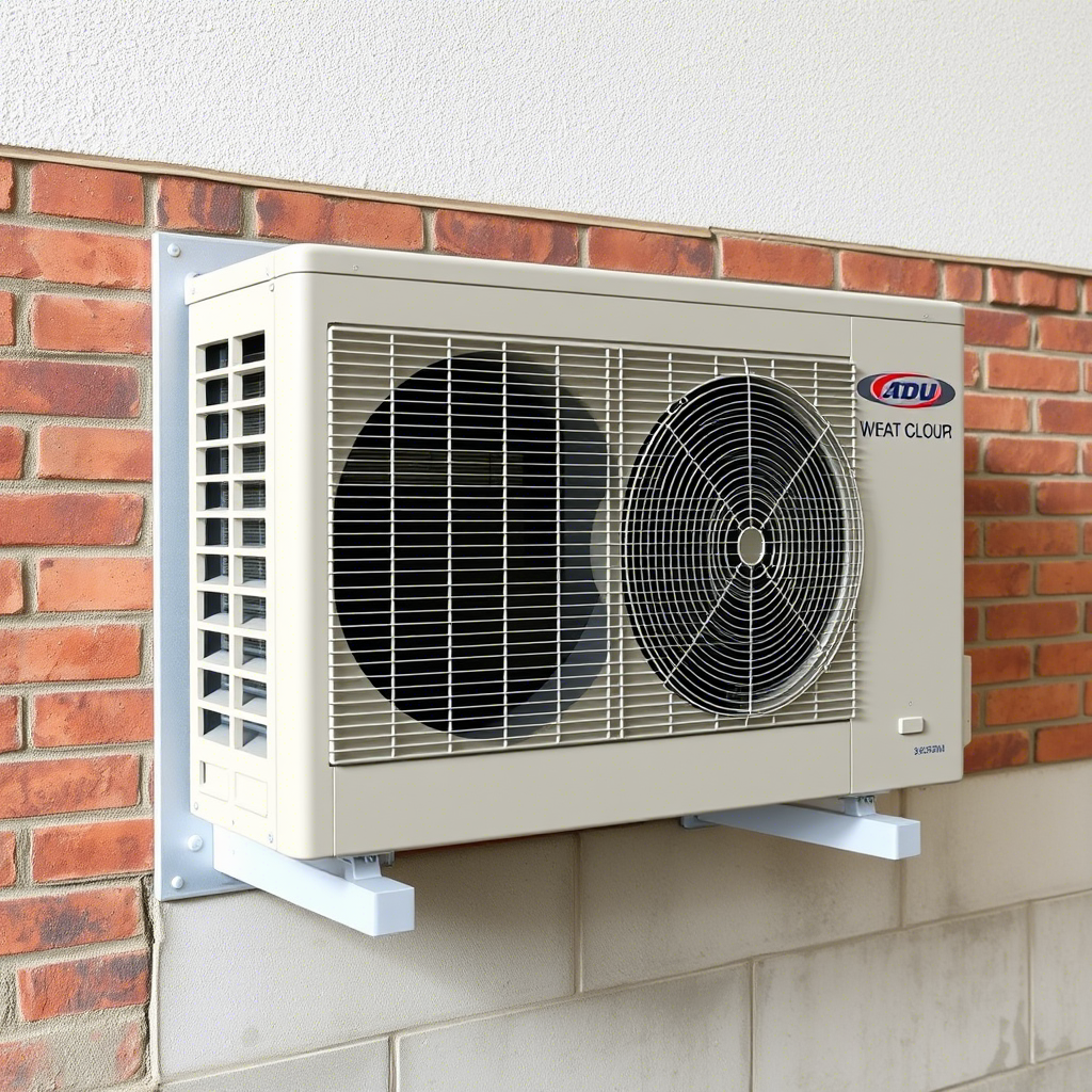 یونیت خارجی کولر گازی با پایه ضد لرزش و تراز شده روی دیوار